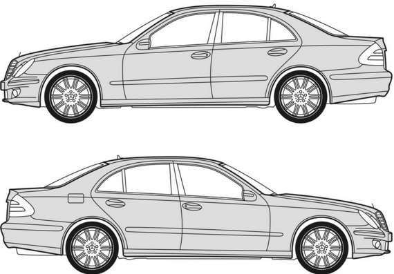 Mercedes Benz E class (sedan & wagon) (2003-2006) (Mercedes Benz E class (sedan & Universal) (2003-2006)) - drawings (drawings) of the car